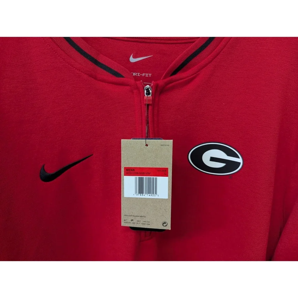 Nike‎ UGA Bulldogs Pullover Men's Large Red | Half-Zip New w/ Tag